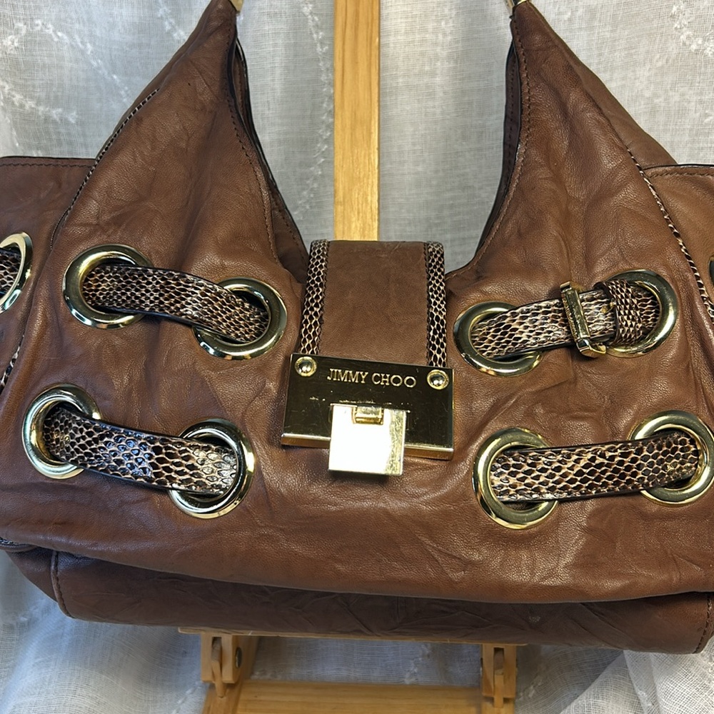 Jimmy Choo buttery soft glove leather with snake strap - Picture 3 of 16